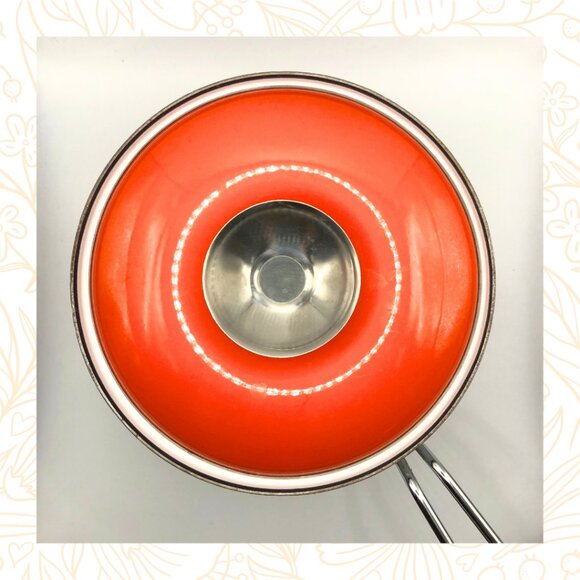 Vintage 1950’s Cathrineholm Orange Lotus Design Small Enamel Sauce Pan / Pot Wit - Picture 6 of 11